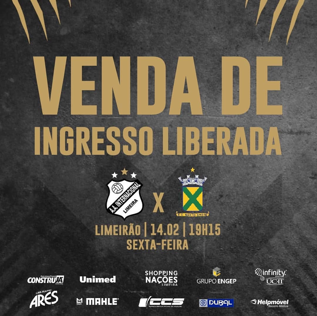 Ingressos para o jogo contra o Santo André então à venda