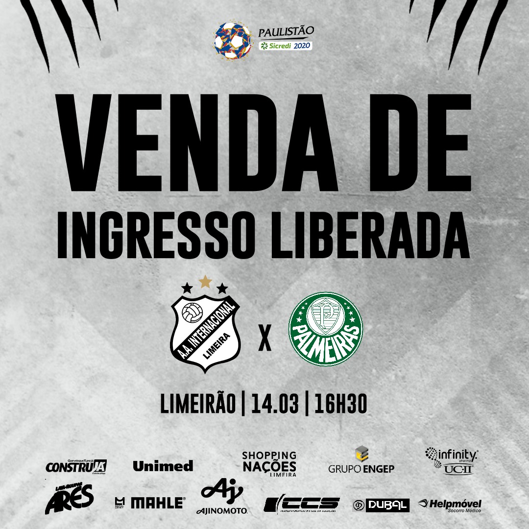 “Ingresso Solidário” está de volta para o jogo entre Inter de Limeira e Palmeiras